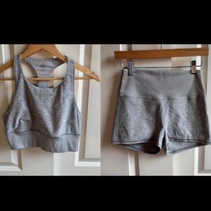 EUC ALO YOGA HALTER SPORTS BRA & BIKER SHORTS